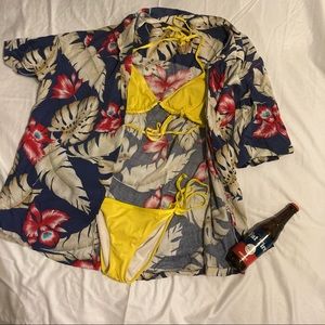 Little Yellow String Triangle Bikini Set